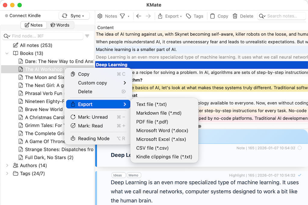 Export flexible — Vos données, votre façon