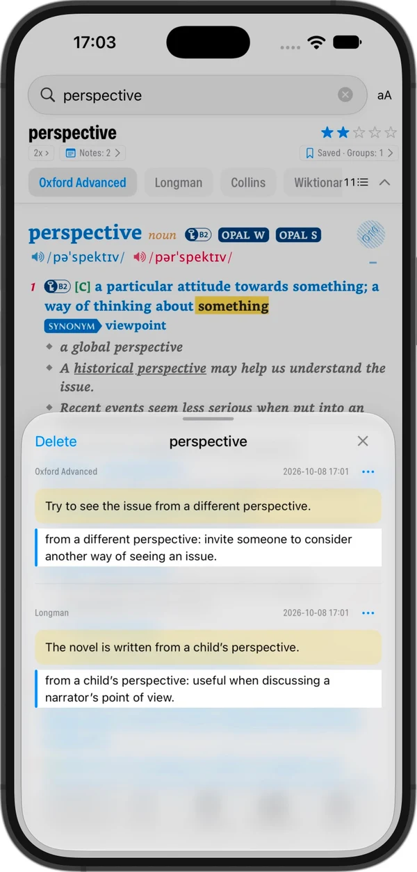 Open Dict · iPhone · Keep the sentence that matters